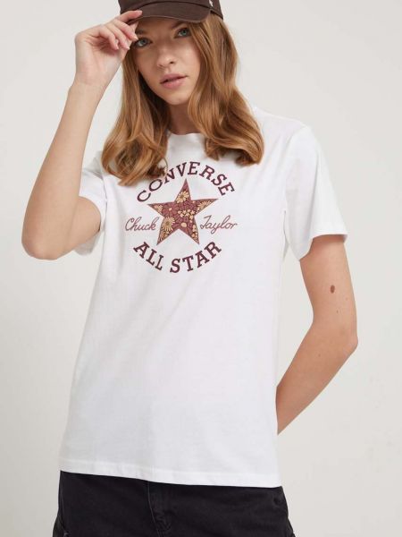 Koszulka bawełniana Converse beżowa