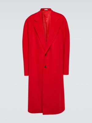 Kašmírový vlněný kabát Alexander Mcqueen červený