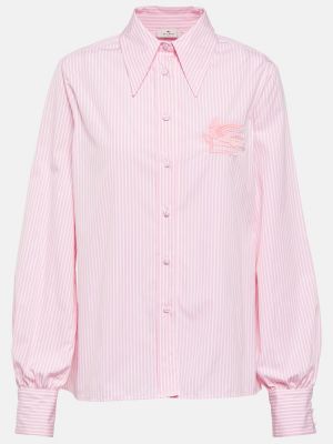 Prugasta pamučna košulja Etro ružičasta