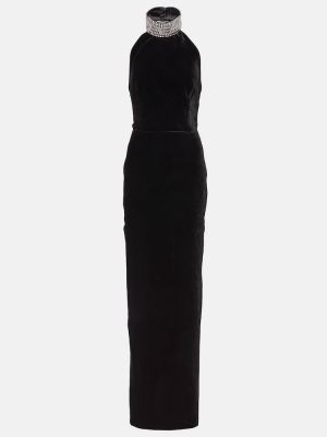 Aksamitna sukienka długa Rasario czarna
