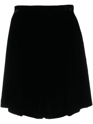 Plisovaná zamatová sukňa Emporio Armani čierna