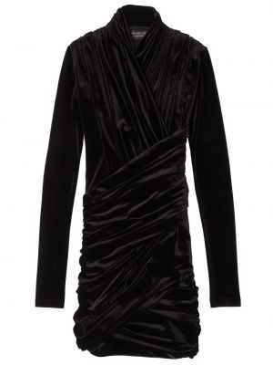 Кадифена мини рокля Balenciaga черно