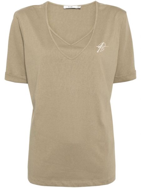 Jersey t-shirt mit v-ausschnitt B+ab beige