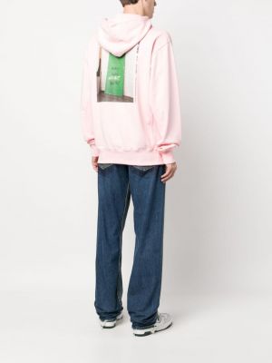 Kokvilnas kapučdžemperis ar apdruku Helmut Lang rozā