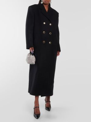 Μάλλινο παλτό Alessandra Rich μαύρο