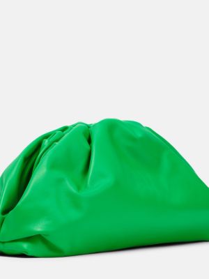 Kožená listová kabelka Bottega Veneta zelená