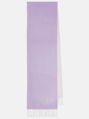 Кашмирен вълнен шал бродиран Loewe виолетово