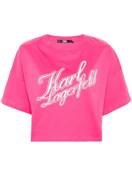 Majica s potiskom Karl Lagerfeld roza