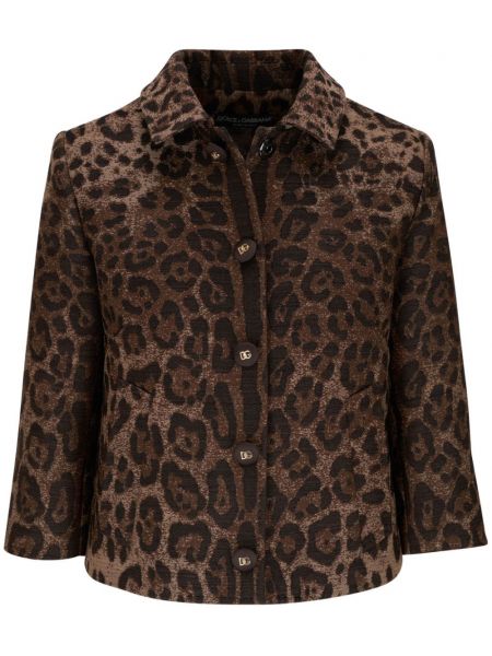 Geacă cu model leopard din jacard Dolce & Gabbana maro
