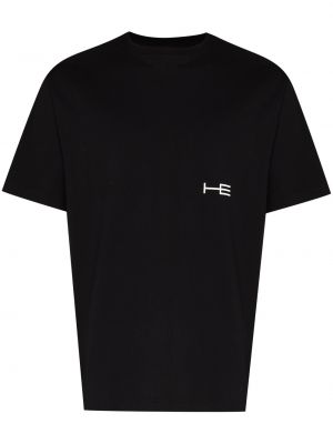 Kokvilnas t-krekls ar apdruku Heliot Emil melns