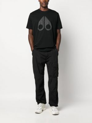 Kokvilnas t-krekls ar apdruku Moose Knuckles melns