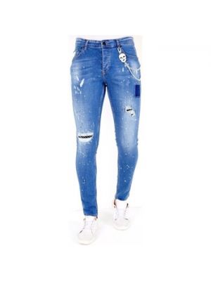 Niebieskie jeansy skinny slim fit Lf