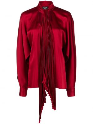 Satynowa bluzka z kokardką plisowana Del Core czerwona
