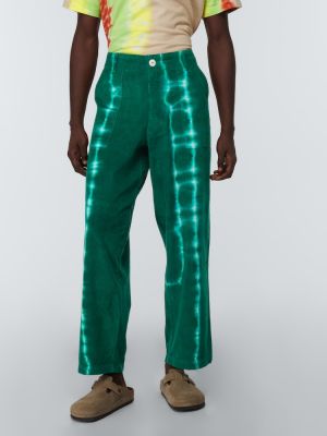 Tie-dye hlače iz rebrastega žameta The Elder Statesman zelena