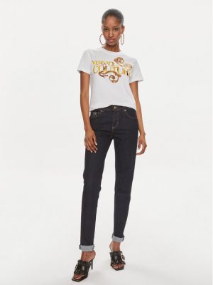 Slim fit priliehavé tričko Versace Jeans Couture biela