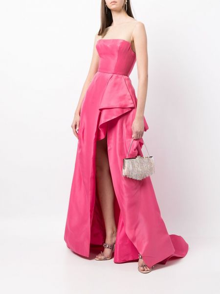 Vestido de noche de seda Monique Lhuillier rosa