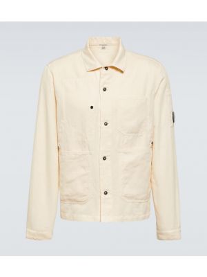 Pamučna lanena jakna C.p. Company bijela