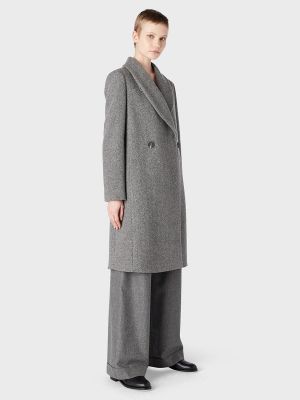 Abrigo de lana con estampado Emporio Armani gris
