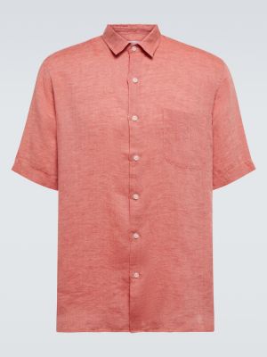 Λινό πουκάμισο Sunspel κόκκινο