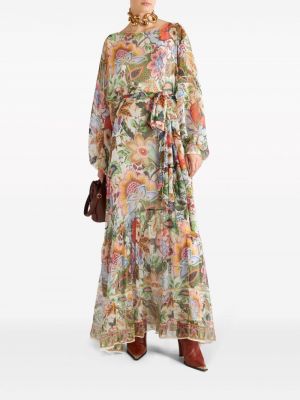 Květinové hedvábné šaty s potiskem Etro