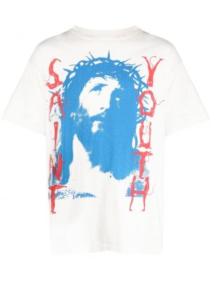 Koszulka z nadrukiem Saint Mxxxxxx biała