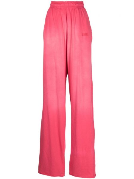 Bavlnené teplákové nohavice s výšivkou Vetements ružová