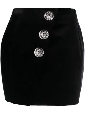 Bavlněné mini sukně s knoflíky Balmain černé