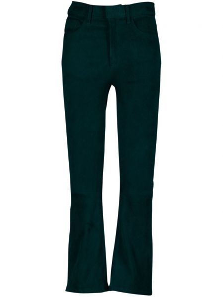 Spodnie z wysoką talią zamszowe Paula zielone