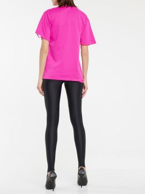 Camiseta desgastada de algodón Balenciaga rosa