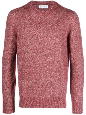 Sweter z okrągłym dekoltem Brunello Cucinelli czerwony