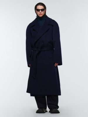 Kašmírový kabát Balenciaga modrý
