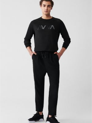 Pinti nėriniuotos „cargo“ stiliaus kelnės su raišteliais Avva juoda