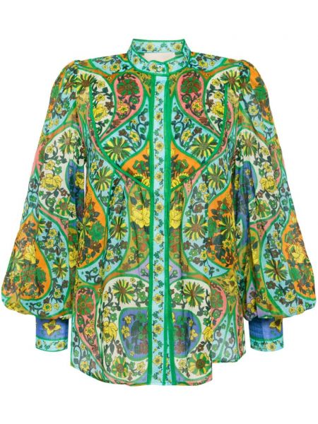 Bluza s cvetličnim vzorcem s potiskom Alemais zelena
