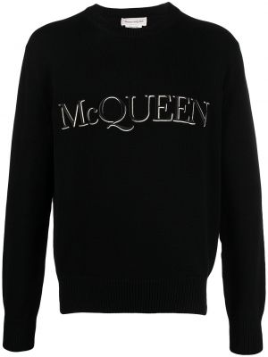 Pletený sveter s výšivkou Alexander Mcqueen čierna