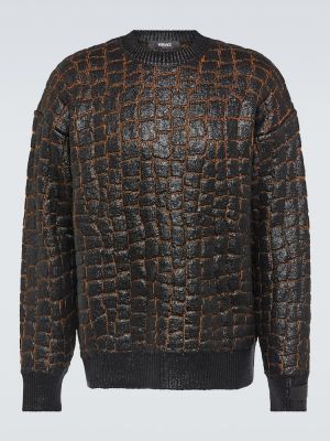 Жакардов вълнен пуловер Versace черно