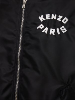 Tigrovaná nylónová bomber bunda s potlačou Kenzo Paris čierna