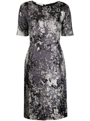 Svilena haljina s cvjetnim printom s printom Prada Pre-owned siva