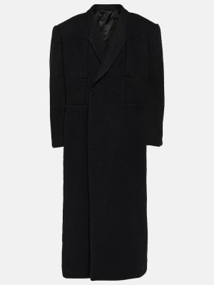 Oversized μάλλινο παλτό Rick Owens μαύρο