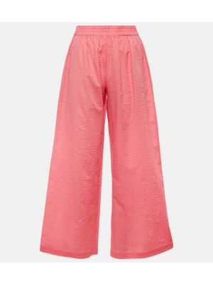 Bavlněné kalhoty s vysokým pasem relaxed fit Jade Swim růžové