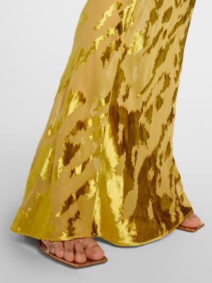 Sametové hedvábné saténové dlouhé šaty The Sei zlaté