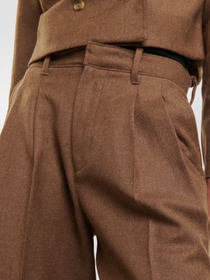 Vlněné kalhoty relaxed fit Ag Jeans hnědé