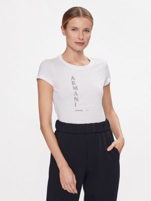Slim fit priliehavé tričko Armani Exchange biela