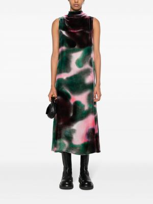 Drapované midi šaty s potiskem s abstraktním vzorem Christian Wijnants