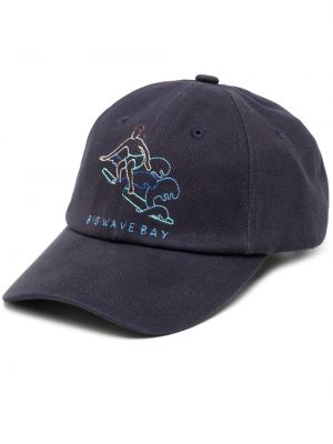 Памучна шапка с козирки бродирана Maison Labiche синьо