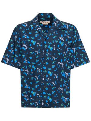 Camisa de algodón de flores Marni azul