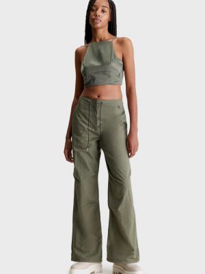 Зеленый атласный кроп-топ Calvin Klein Jeans