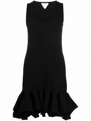 Vestido de cóctel de punto péplum Bottega Veneta negro