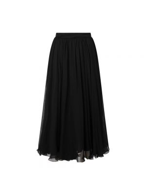 Jedwabna długa spódnica plisowana Dolce And Gabbana czarna