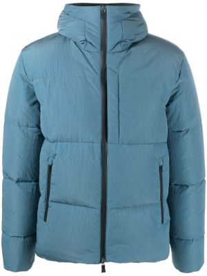 Páperová bunda na zips s kapucňou Herno modrá