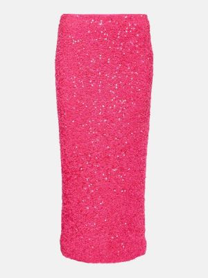 Falda midi con lentejuelas Rotate Birger Christensen rosa